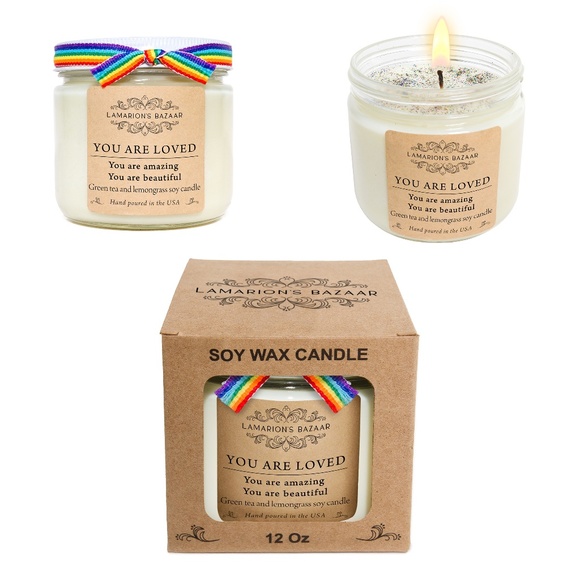 YOU ARE LOVED - Green Tea + Lemongrass Soy Candle - Pride Candle - Pride Gifts - Picture 7 of 7